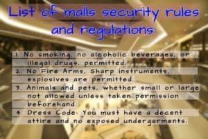 Shopping rules, regulations of malls, Shopping malls